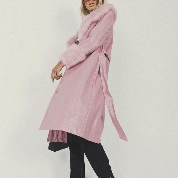 Princess Polly Pink Penny Lane Fur Coat Jacket - Picture 7 of 9